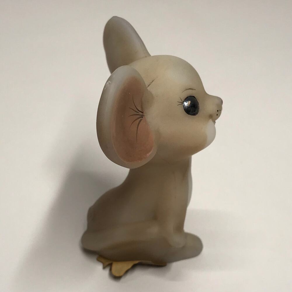 Fenton Mouse Satin Art Glass Brown Mouse Hand Painted Signed Stickers Vintage - Picture 9 of 12